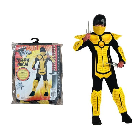 Rubie’s Yellow Ninja Costume Child Medium 8-10 Halloween 881885 Black - Picture 1 of 16